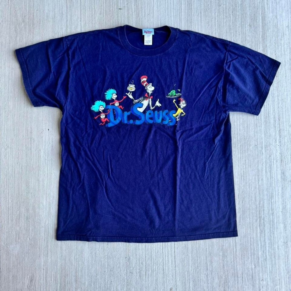 Vintage Y2K Dr. Seuss Graphic Shirt front graphic‎ Retro Cartoon MENS XL